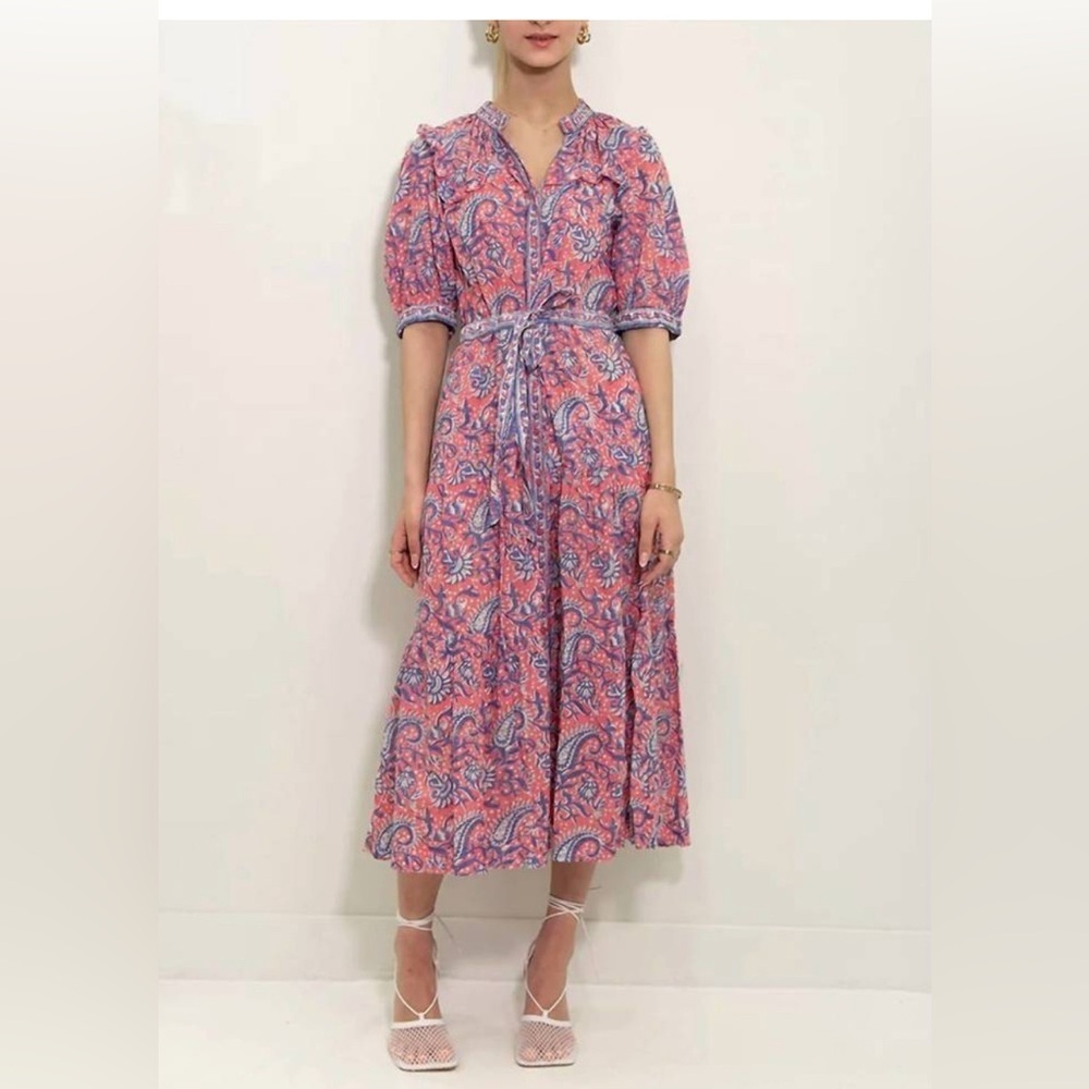 Lola Australia Pacific Boho Belted Midi Dress Size L - Picture 3 of 15